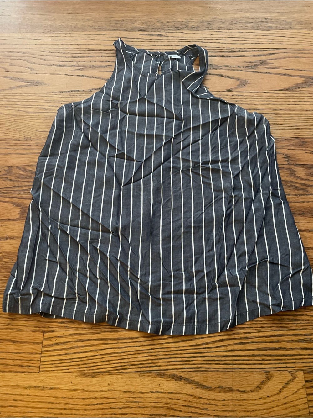 Old Navy Navy and White Vertical Stripe Tank Top